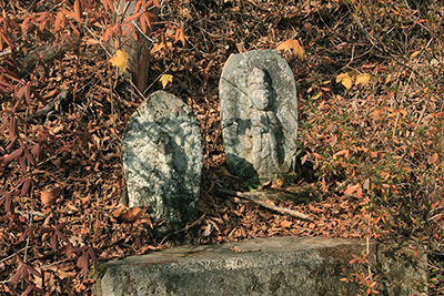二つ並んだ石仏の写真