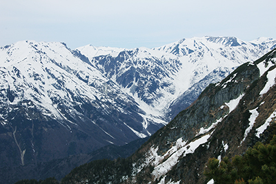 双六岳、黒部五郎岳方面の写真