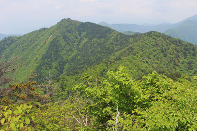 鬼ヶ岳山頂から見た節刀ヶ岳方面の写真