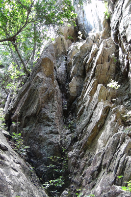 オケラルートと呼ばれる3級ルートの岩場の写真