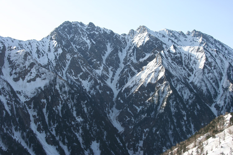中崎尾根から見た穂高連峰の写真