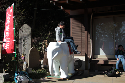 同じく象に乗っているＴ君の写真