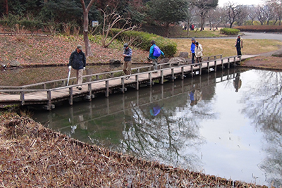 新林公園の中を歩いている写真