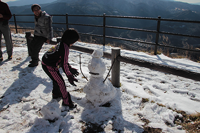 みんなで作った雪だるまの写真