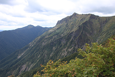 天神尾根から見た俎嵓山稜の写真