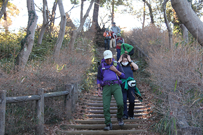 天覧山から階段を下っている写真