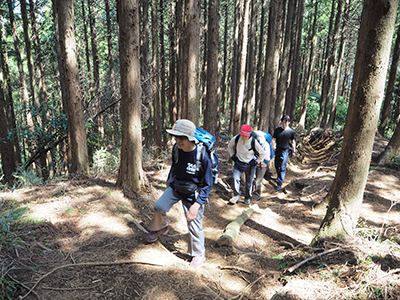 Iさんが撮影した登山道を登っている写真