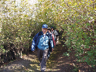 Iさんが撮影した物見山の山腹を下っている写真