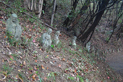 五百羅漢のある登山道の写真