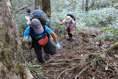 堂岩山への登りをがんばっている写真