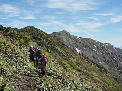 Iさんが撮影した白砂山への登山道を登っている写真