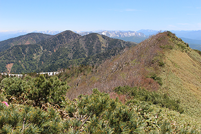 白砂山山頂から見た谷川岳、尾瀬方面の写真