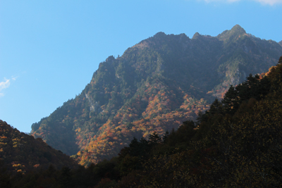ネトリ大橋の上から見た鶏冠山の写真