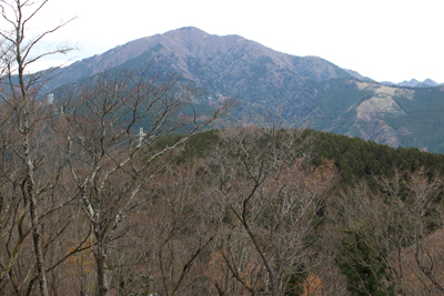 鷹取山山頂から見た大山と大山三ッ峰の写真