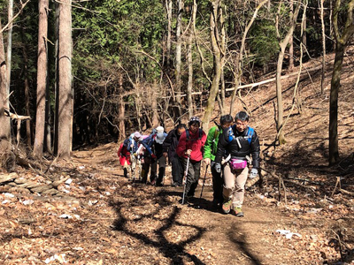 緩やかな山道を登っている写真